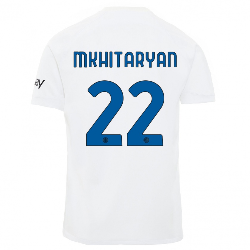 Kandiny Mujer Camiseta Henrikh Mkhitaryan #22 Blanco 2ª Equipación 2023/24 La Camisa Chile