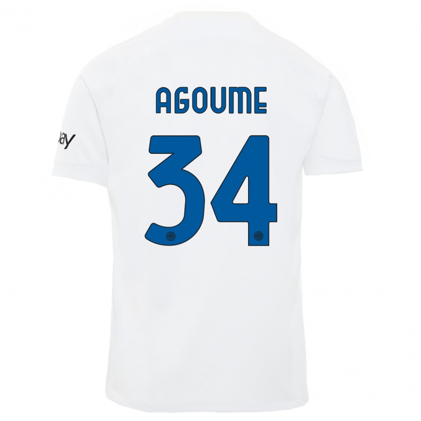 Kandiny Mujer Camiseta Lucien Agoumé #34 Blanco 2ª Equipación 2023/24 La Camisa Chile
