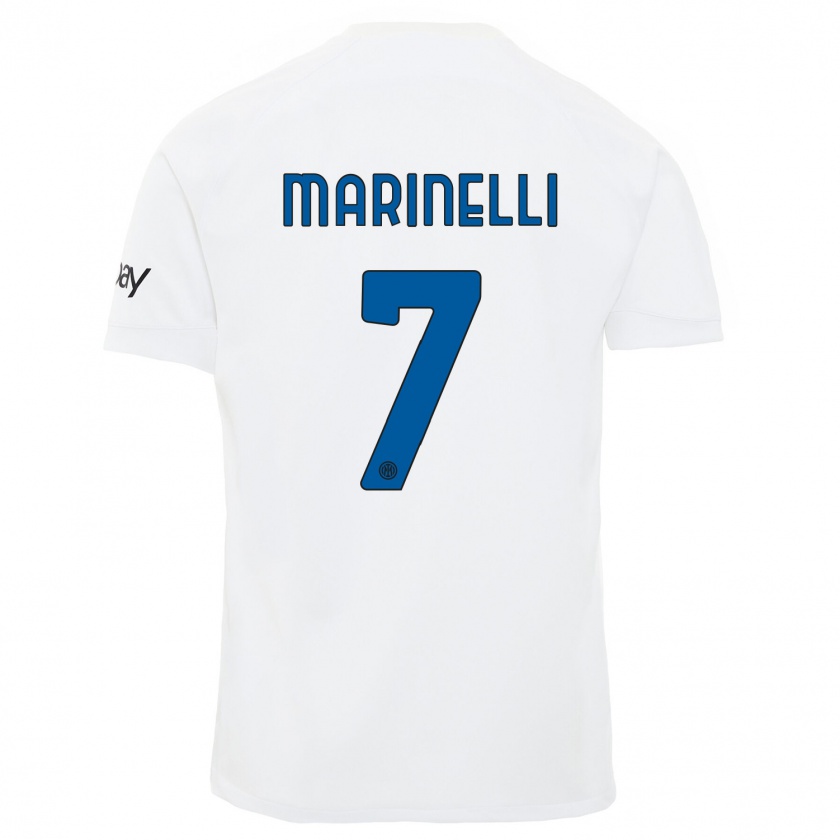 Kandiny Mujer Camiseta Gloria Marinelli #7 Blanco 2ª Equipación 2023/24 La Camisa Chile
