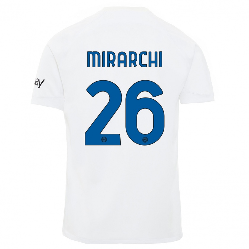 Kandiny Mujer Camiseta Mattia Mirarchi #26 Blanco 2ª Equipación 2023/24 La Camisa Chile