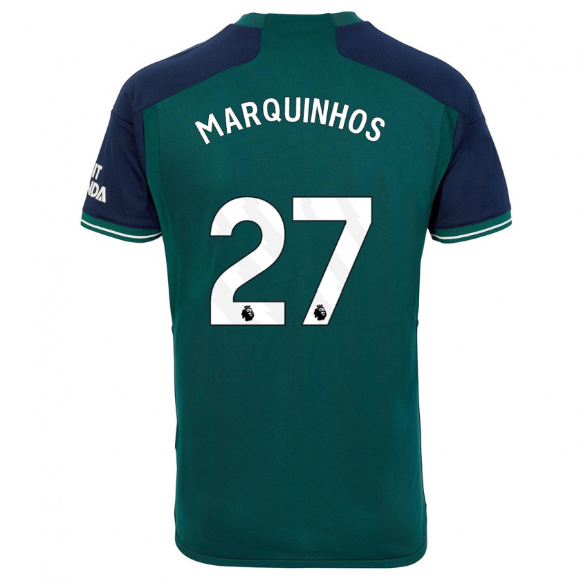 Kandiny Mujer Camiseta Marquinhos #27 Verde Equipación Tercera 2023/24 La Camisa Chile