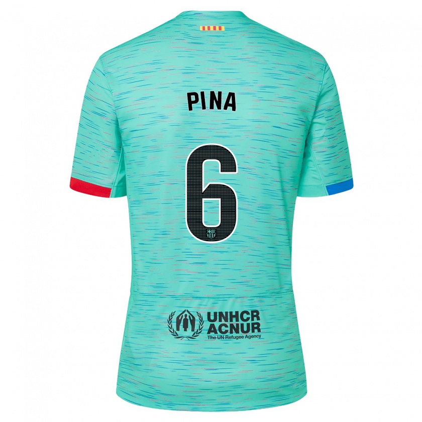 Kandiny Mujer Camiseta Claudia Pina #6 Aguamarina Clara Equipación Tercera 2023/24 La Camisa Chile