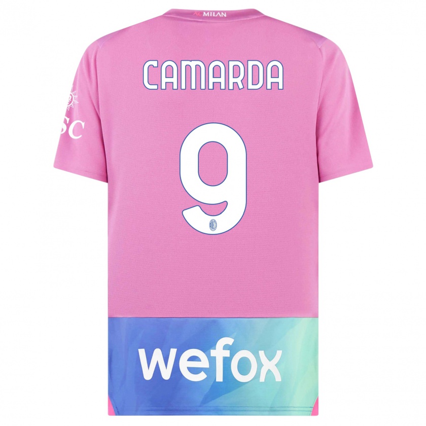 Kandiny Mujer Camiseta Francesco Camarda #9 Rosado Morado Equipación Tercera 2023/24 La Camisa Chile