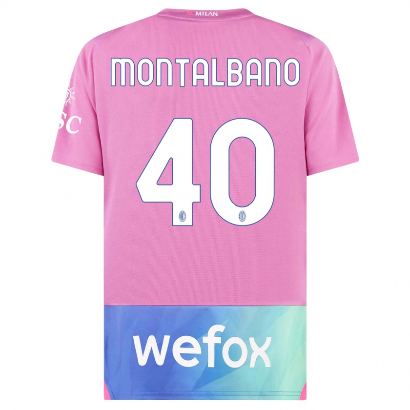 Kandiny Mujer Camiseta Nicolo Montalbano #40 Rosado Morado Equipación Tercera 2023/24 La Camisa Chile