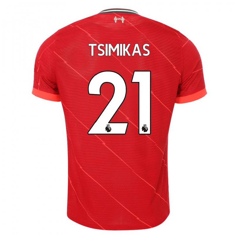 Niño Fútbol Camiseta Konstantinos Tsimikas #21 Rojo 1ª Equipación 2021/22 Camisa Chile