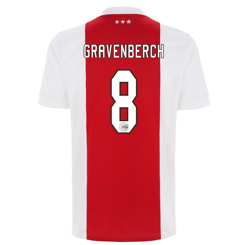 Niño Fútbol Camiseta Ryan Gravenberch #8 Rojo Blanco 1ª Equipación 2021/22 Camisa Chile