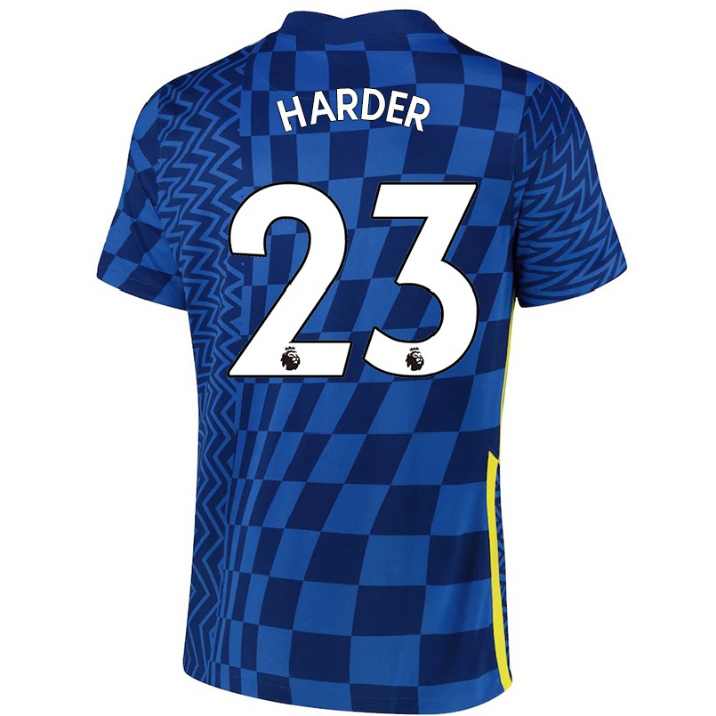 Niño Fútbol Camiseta Pernille Harder #23 Azul Oscuro 1ª Equipación 2021/22 Camisa Chile