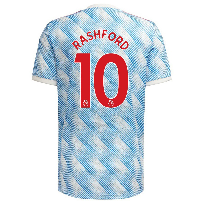 Niño Fútbol Camiseta Marcus Rashford #10 Azul Blanco 2ª Equipación 2021/22 Camisa Chile