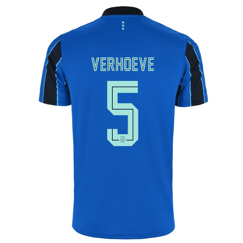 Niño Fútbol Camiseta Soraya Verhoeve #5 Azul Negro 2ª Equipación 2021/22 Camisa Chile