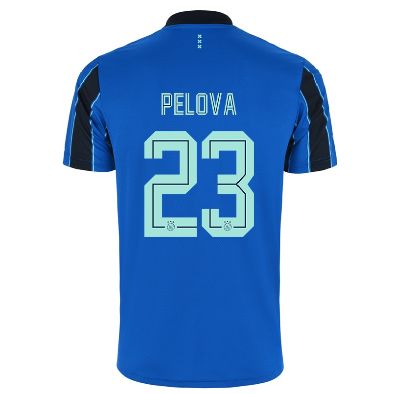 Niño Fútbol Camiseta Victoria Pelova #23 Azul Negro 2ª Equipación 2021/22 Camisa Chile