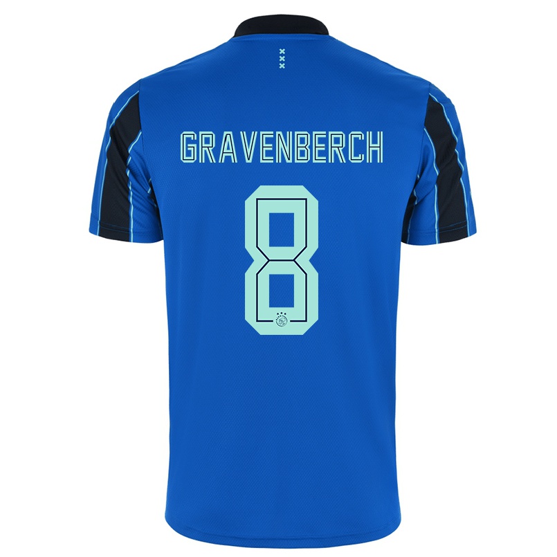 Niño Fútbol Camiseta Ryan Gravenberch #8 Azul Negro 2ª Equipación 2021/22 Camisa Chile
