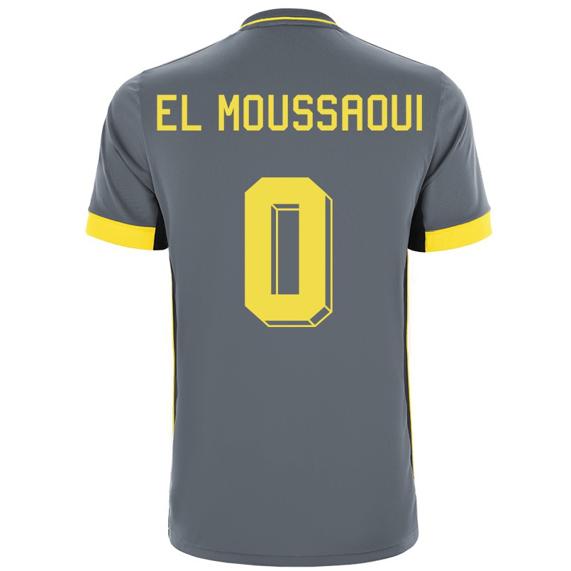 Niño Fútbol Camiseta Ilyas El Moussaoui #0 Gris Negro 2ª Equipación 2021/22 Camisa Chile