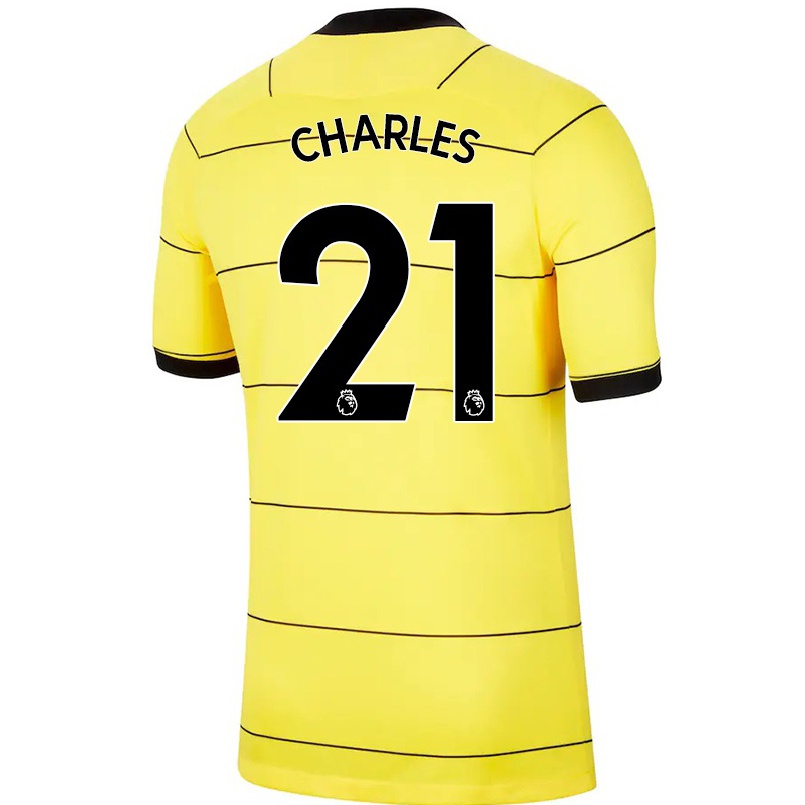 Niño Fútbol Camiseta Niamh Charles #21 Amarillo 2ª Equipación 2021/22 Camisa Chile
