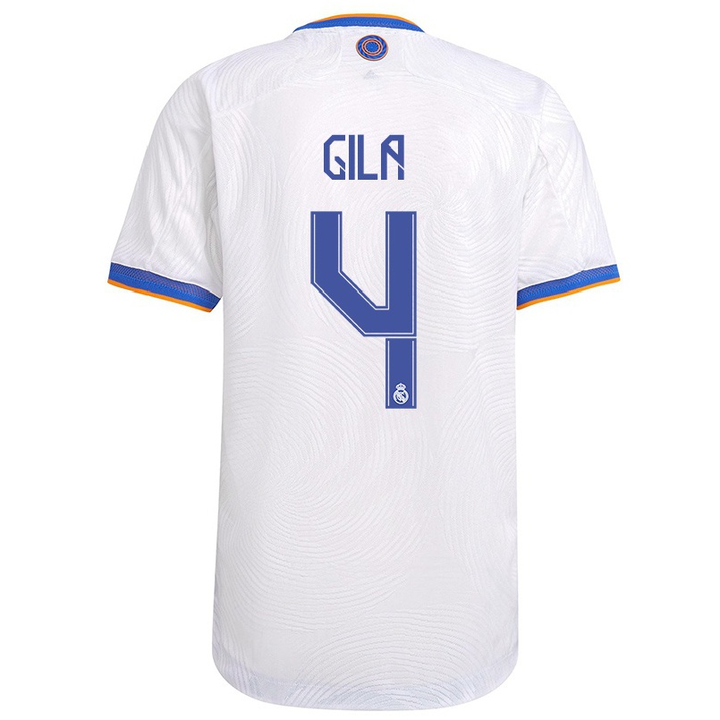 Niño Fútbol Camiseta Mario Gila #4 Blanco 1ª Equipación 2021/22 Camisa Chile