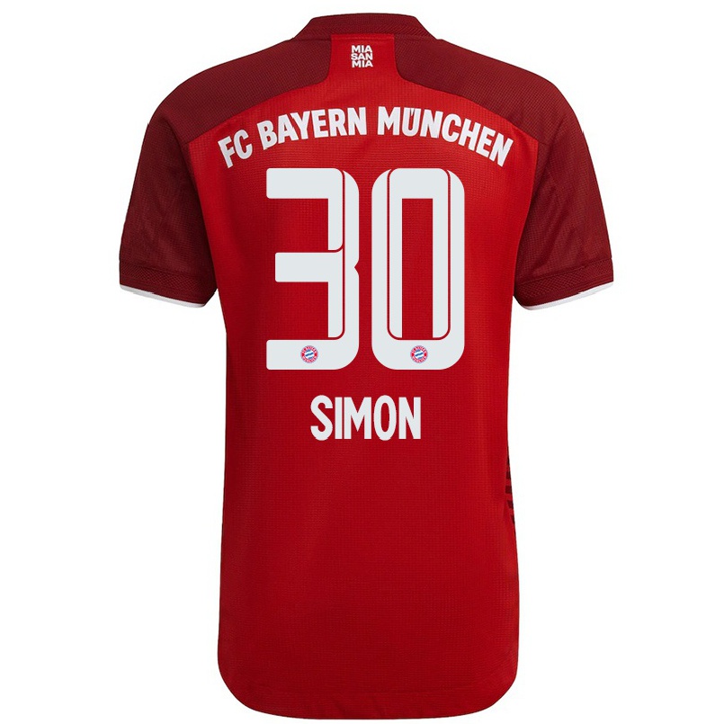 Niño Fútbol Camiseta Carolin Simon #30 Rojo Oscuro 1ª Equipación 2021/22 Camisa Chile
