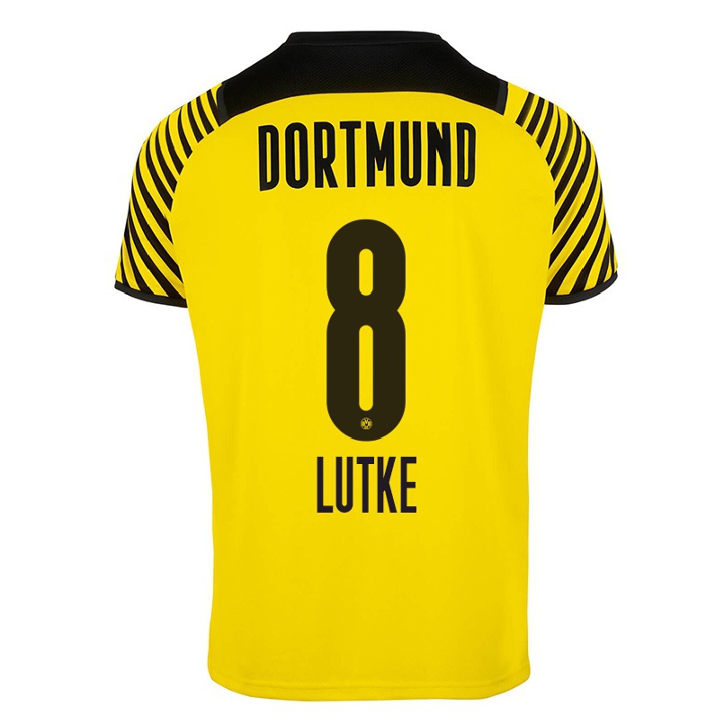 Niño Fútbol Camiseta Dennis Lutke-Frie #8 Amarillo 1ª Equipación 2021/22 Camisa Chile