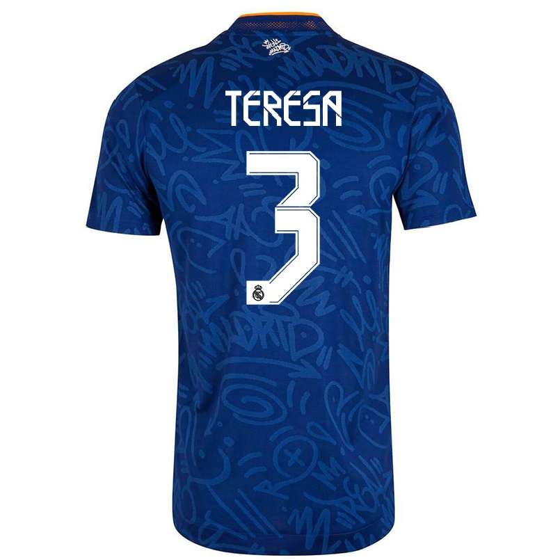 Niño Fútbol Camiseta Teresa Abelleira #3 Azul Oscuro 2ª Equipación 2021/22 Camisa Chile