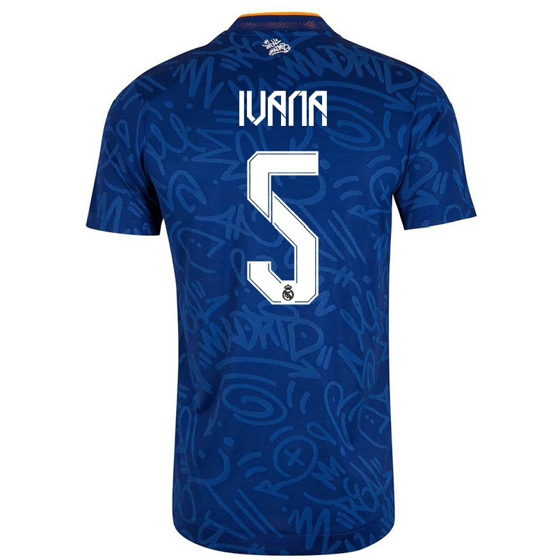 Niño Fútbol Camiseta Ivana Andres #5 Azul Oscuro 2ª Equipación 2021/22 Camisa Chile