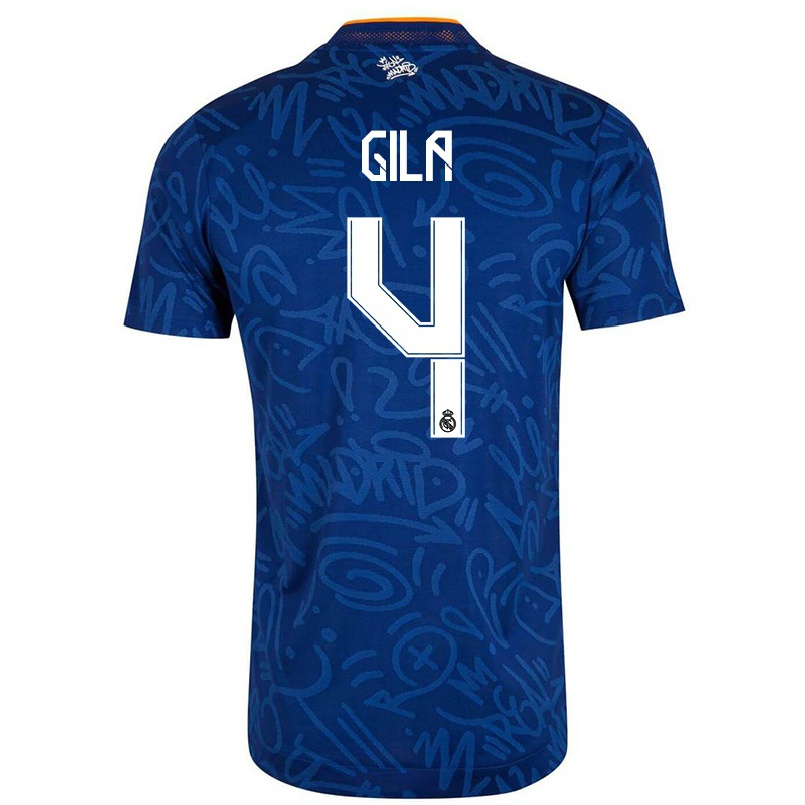 Niño Fútbol Camiseta Mario Gila #4 Azul Oscuro 2ª Equipación 2021/22 Camisa Chile