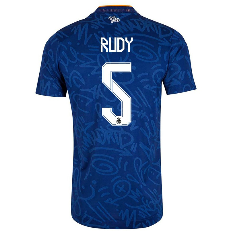 Niño Fútbol Camiseta Fernandez Rudy #5 Azul Oscuro 2ª Equipación 2021/22 Camisa Chile