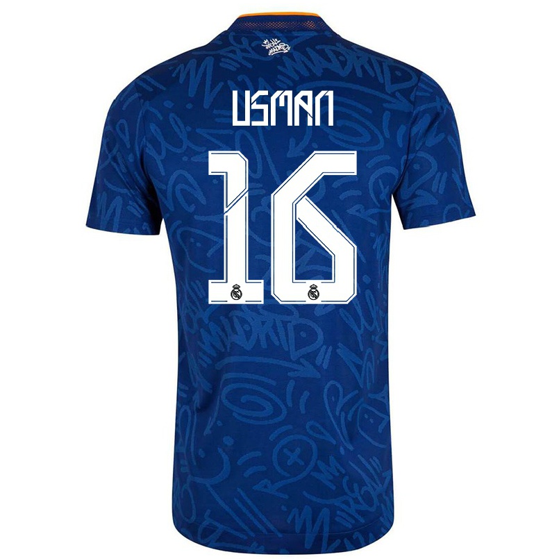 Niño Fútbol Camiseta Garuba Usman #16 Azul Oscuro 2ª Equipación 2021/22 Camisa Chile