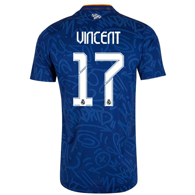 Niño Fútbol Camiseta Poirier Vincent #17 Azul Oscuro 2ª Equipación 2021/22 Camisa Chile