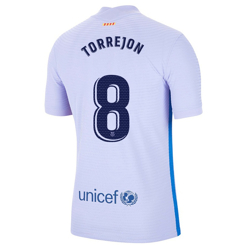 Niño Fútbol Camiseta Marta Torrejon #8 Violeta Claro 2ª Equipación 2021/22 Camisa Chile