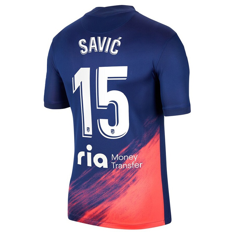 Niño Fútbol Camiseta Stefan Savic #15 Azul Oscuro Naranja 2ª Equipación 2021/22 Camisa Chile