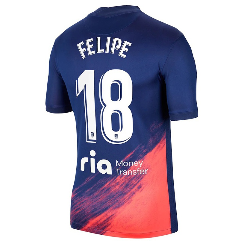 Niño Fútbol Camiseta Felipe #18 Azul Oscuro Naranja 2ª Equipación 2021/22 Camisa Chile