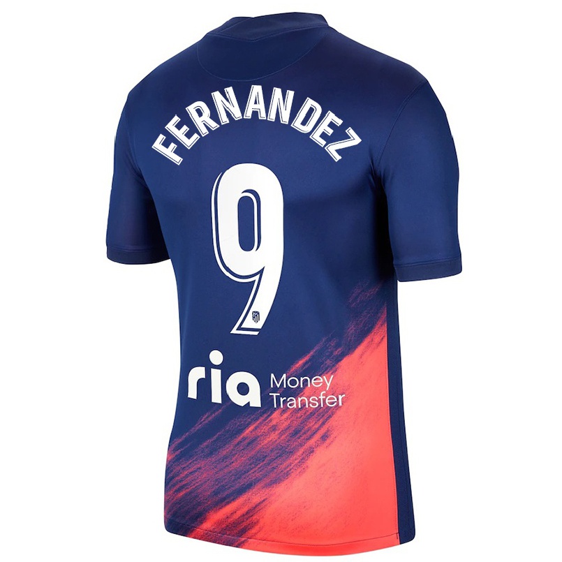 Niño Fútbol Camiseta Davo Fernandez #9 Azul Oscuro Naranja 2ª Equipación 2021/22 Camisa Chile
