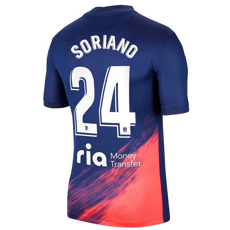 Niño Fútbol Camiseta Mario Soriano #24 Azul Oscuro Naranja 2ª Equipación 2021/22 Camisa Chile