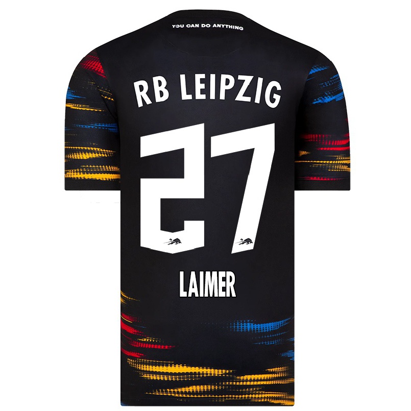 Niño Fútbol Camiseta Konrad Laimer #27 Negro Amarillo 2ª Equipación 2021/22 Camisa Chile