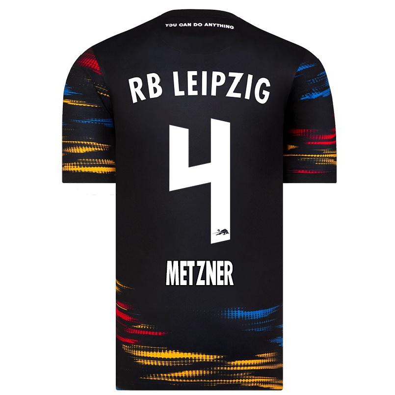 Niño Fútbol Camiseta Anika Metzner #4 Negro Amarillo 2ª Equipación 2021/22 Camisa Chile