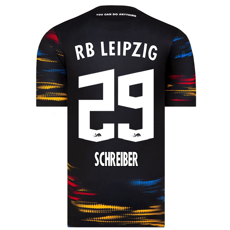 Niño Fútbol Camiseta Larissa Schreiber #29 Negro Amarillo 2ª Equipación 2021/22 Camisa Chile