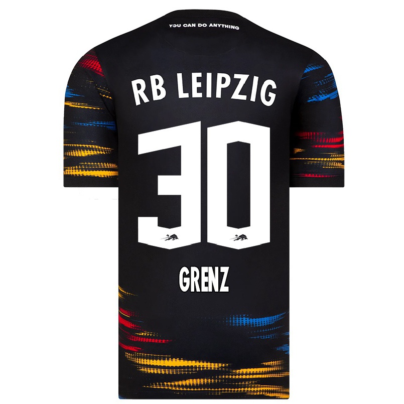 Niño Fútbol Camiseta Natalie Grenz #30 Negro Amarillo 2ª Equipación 2021/22 Camisa Chile