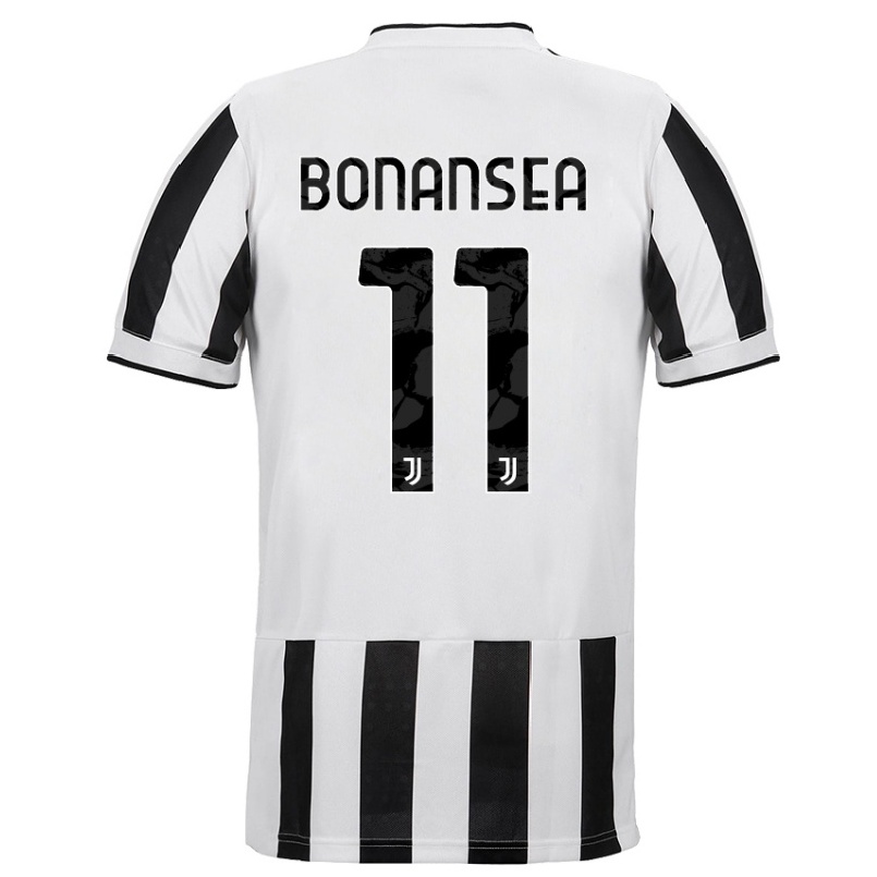 Niño Fútbol Camiseta Barbara Bonansea #11 Blanco Negro 1ª Equipación 2021/22 Camisa Chile