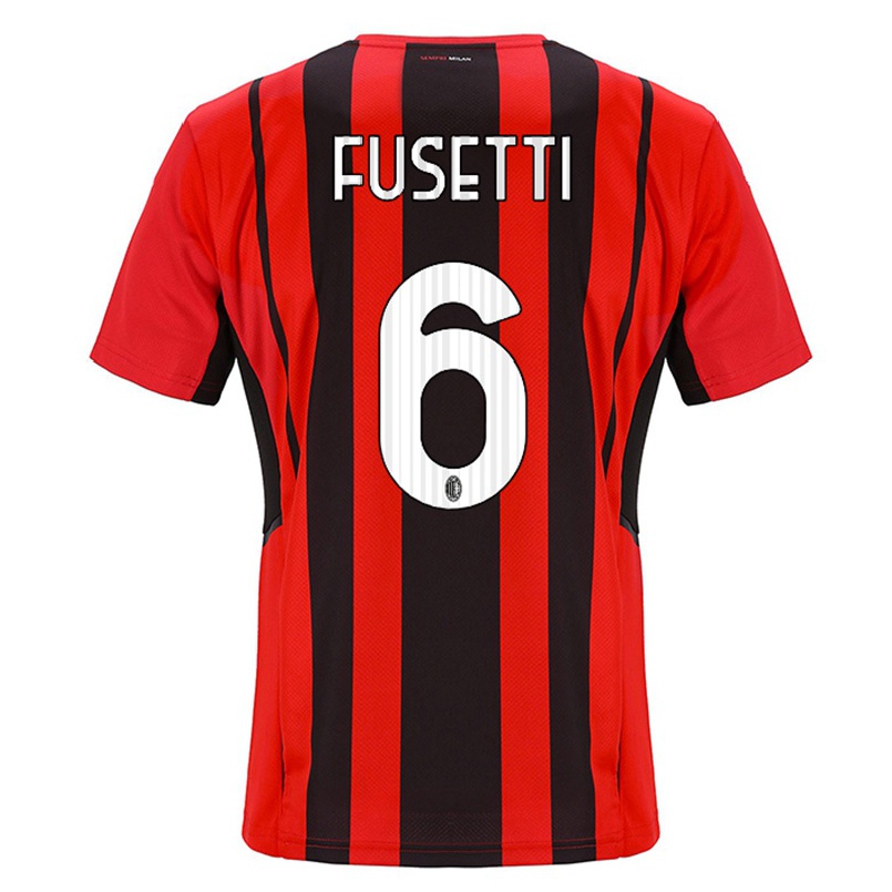 Niño Fútbol Camiseta Laura Fusetti #6 Negro Rojo 1ª Equipación 2021/22 Camisa Chile