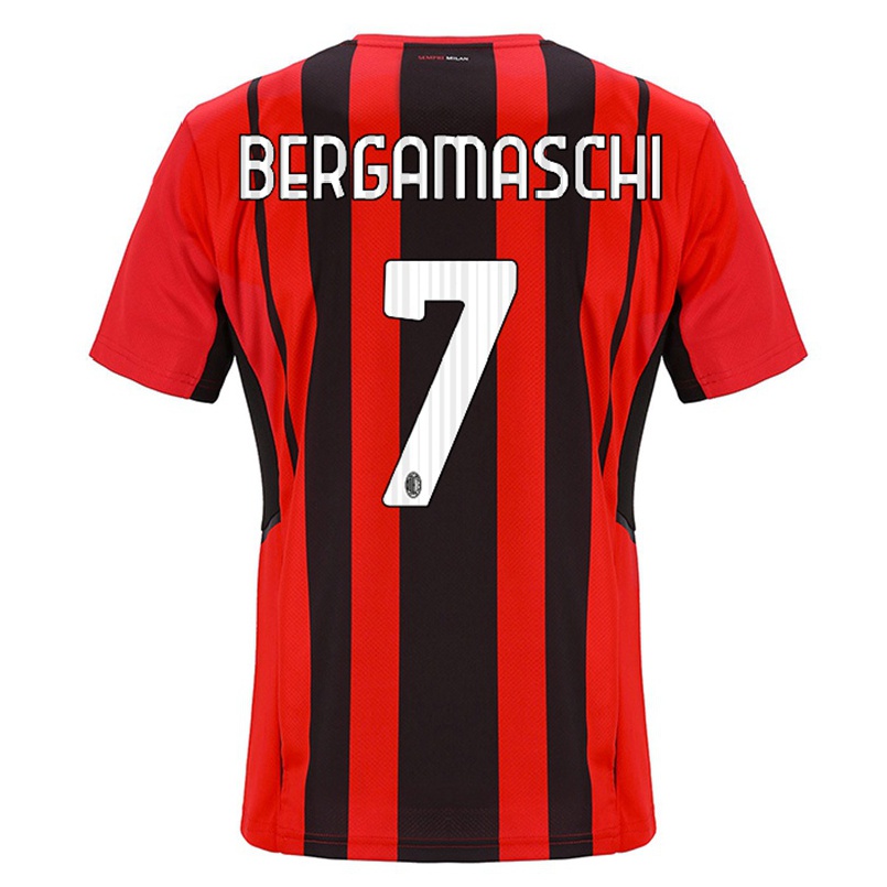 Niño Fútbol Camiseta Valentina Bergamaschi #7 Negro Rojo 1ª Equipación 2021/22 Camisa Chile