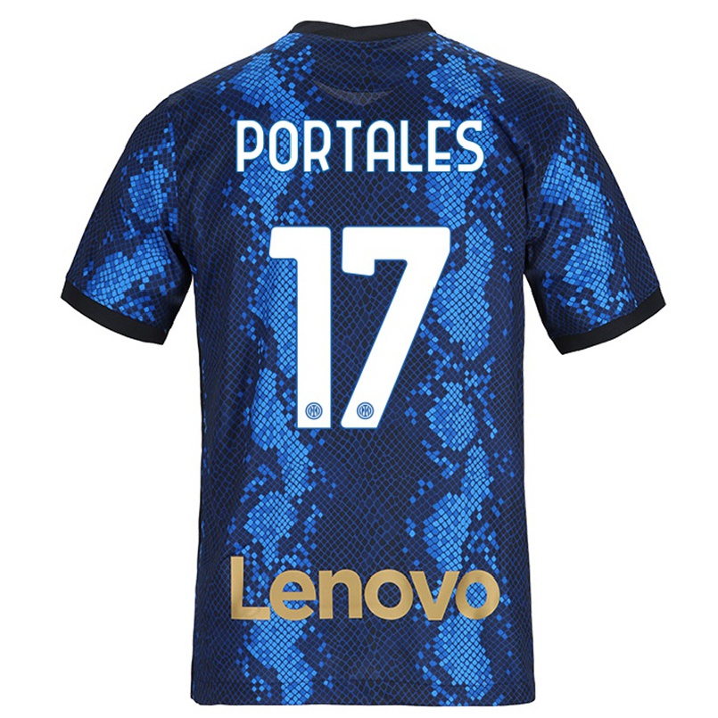 Niño Fútbol Camiseta Macarena Portales #17 Azul Oscuro 1ª Equipación 2021/22 Camisa Chile