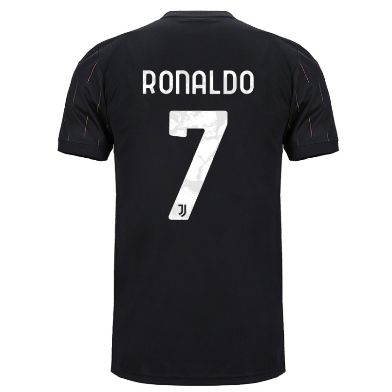 Niño Fútbol Camiseta Cristiano Ronaldo #7 Negro 2ª Equipación 2021/22 Camisa Chile
