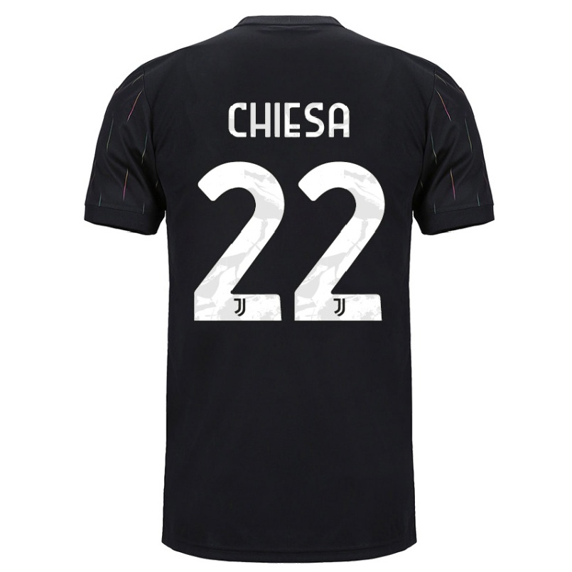 Niño Fútbol Camiseta Federico Chiesa #22 Negro 2ª Equipación 2021/22 Camisa Chile