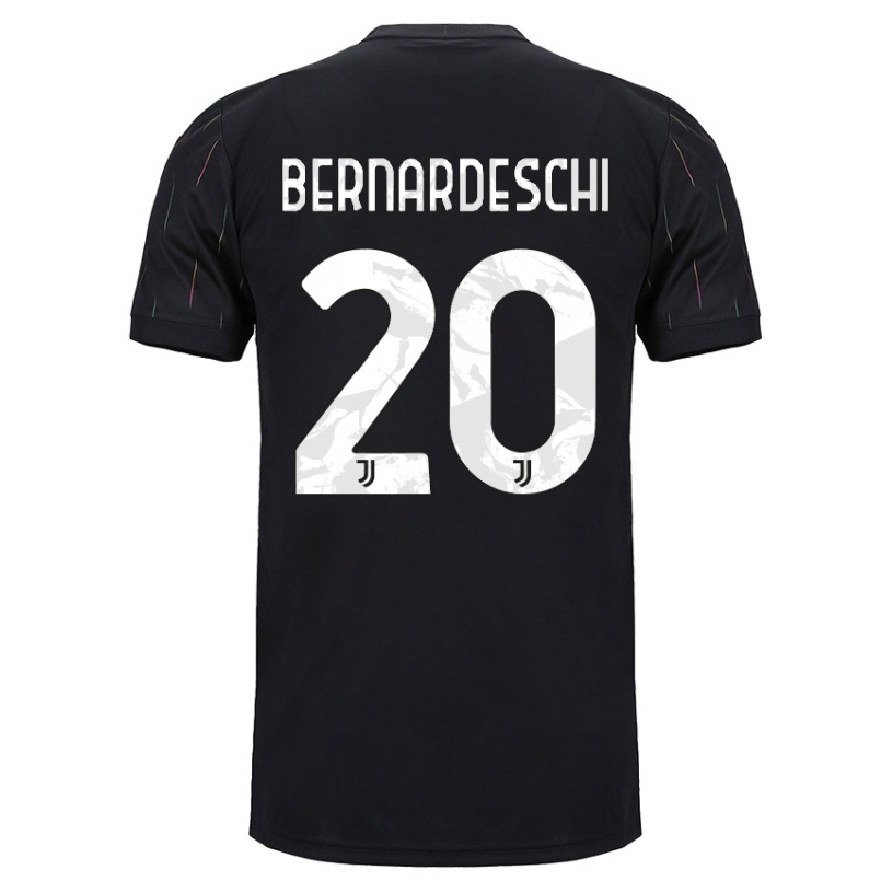 Niño Fútbol Camiseta Federico Bernardeschi #20 Negro 2ª Equipación 2021/22 Camisa Chile