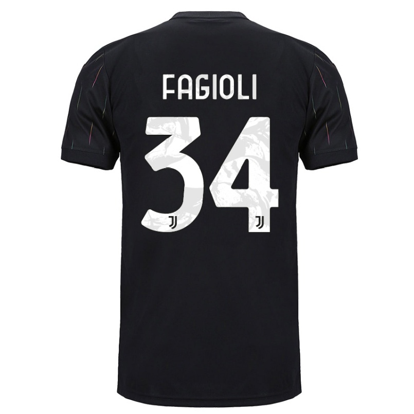 Niño Fútbol Camiseta Nicolo Fagioli #34 Negro 2ª Equipación 2021/22 Camisa Chile