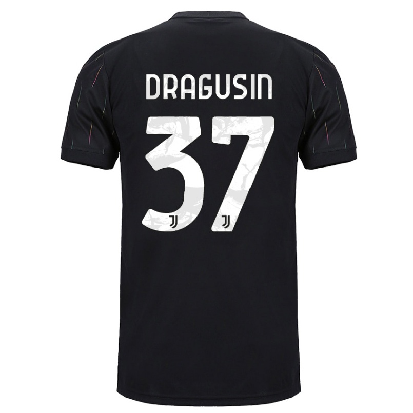 Niño Fútbol Camiseta Radu Dragusin #37 Negro 2ª Equipación 2021/22 Camisa Chile