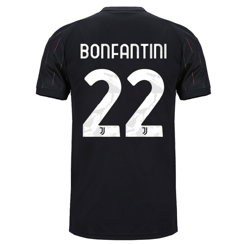Niño Fútbol Camiseta Agnese Bonfantini #22 Negro 2ª Equipación 2021/22 Camisa Chile