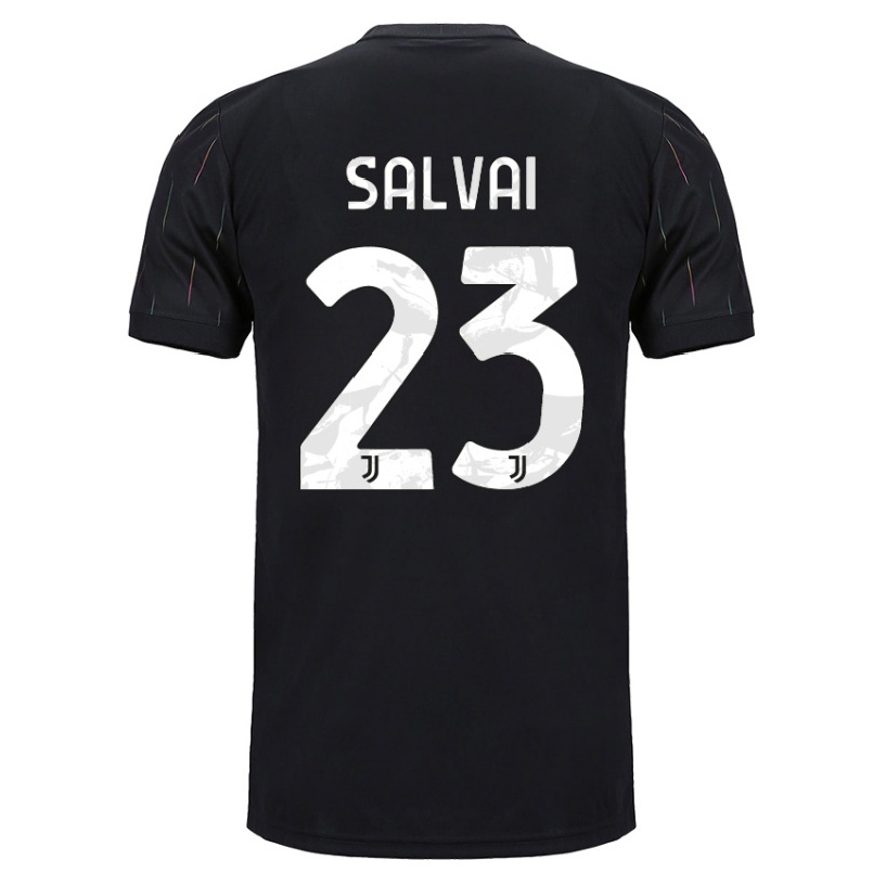 Niño Fútbol Camiseta Cecilia Salvai #23 Negro 2ª Equipación 2021/22 Camisa Chile