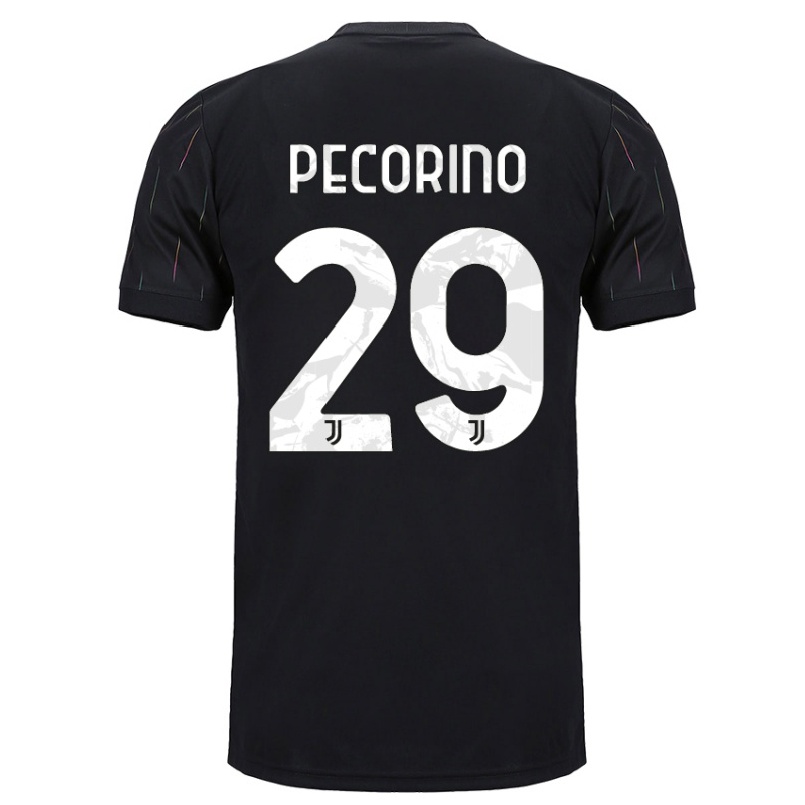 Niño Fútbol Camiseta Emanuele Pecorino #29 Negro 2ª Equipación 2021/22 Camisa Chile