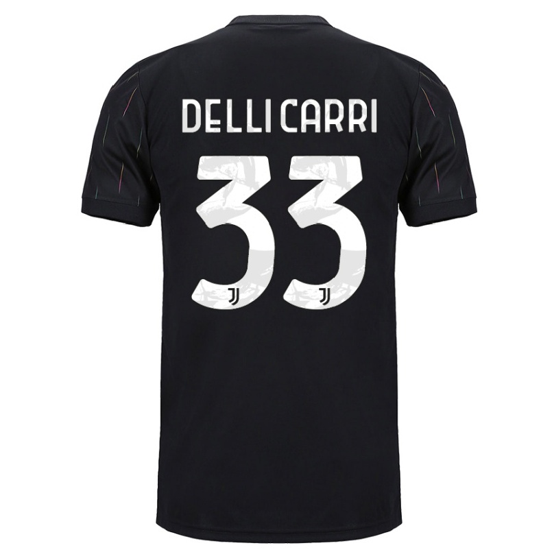 Niño Fútbol Camiseta Filippo Delli Carri #33 Negro 2ª Equipación 2021/22 Camisa Chile