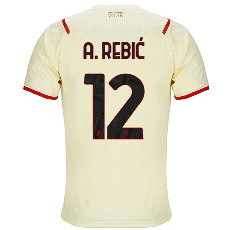 Niño Fútbol Camiseta Ante Rebic #12 Champaña 2ª Equipación 2021/22 Camisa Chile
