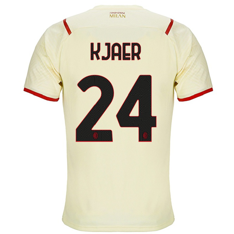 Niño Fútbol Camiseta Simon Kjaer #24 Champaña 2ª Equipación 2021/22 Camisa Chile